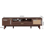 Dark Brown Solid Wood TV Stand for 75 TVsTV Console with Soft-Closing Door and Drop-Down Door Cabinet