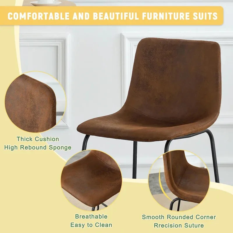 PU Leather Bar Stools Set of 2, Counter Height Bar Stools with Back and Footrest, Kitchens Island Chair with Metal Legs