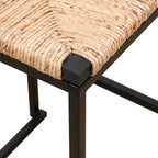 Hand Weave Bar Stools Set of 2, Counter Height Bar Stools with Metal Support Legs, Kitchen Island Stools with Back and Footrest
