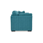 Viena Sofa with 2 Accent Throw Pillows, Teal Blue Faux Velvet 94 Inch