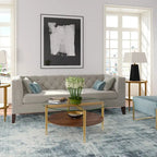 36-Inch Round Glass Coffee Table with Gold Steel Base and Shelf for Storage Modern Living Room Accent Piece - 36L x 36W x 17H