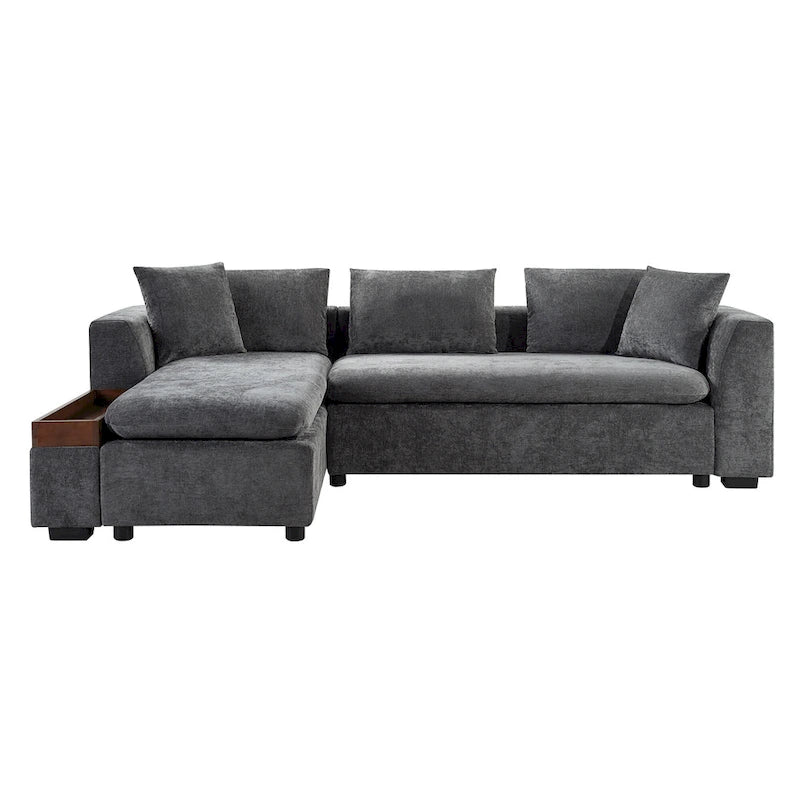 Chenille Upholstered Cloud Sofa L-Shaped Couch with Chaise Lounge & Storage