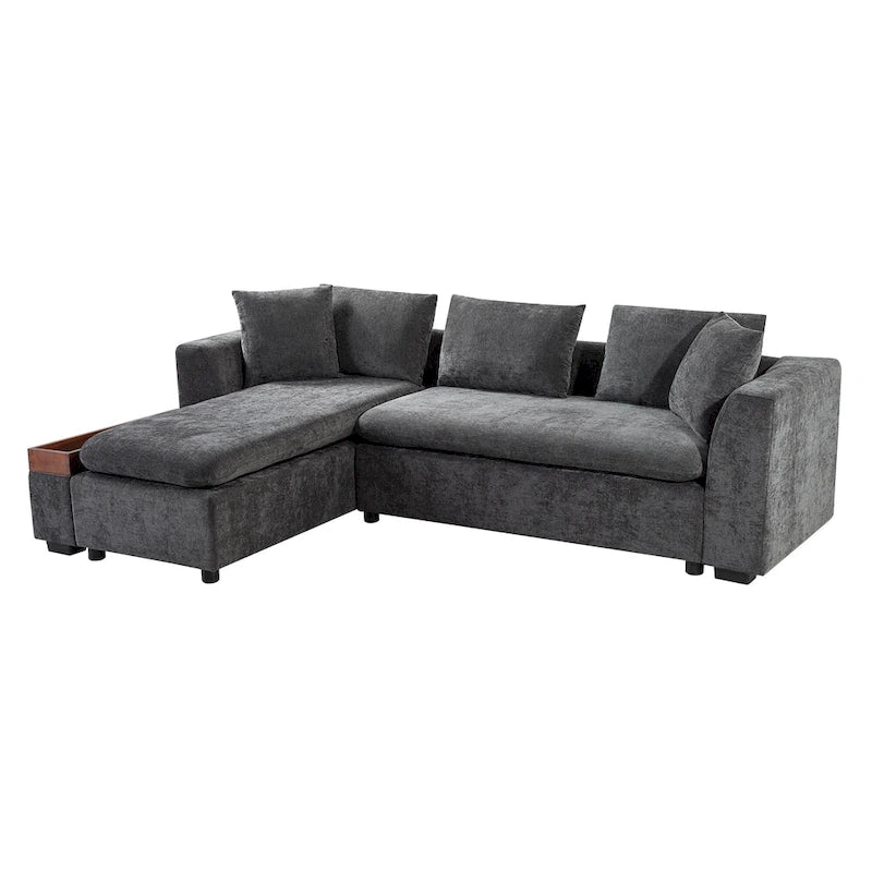 Chenille Upholstered Cloud Sofa L-Shaped Couch with Chaise Lounge & Storage
