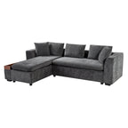Chenille Upholstered Cloud Sofa L-Shaped Couch with Chaise Lounge & Storage