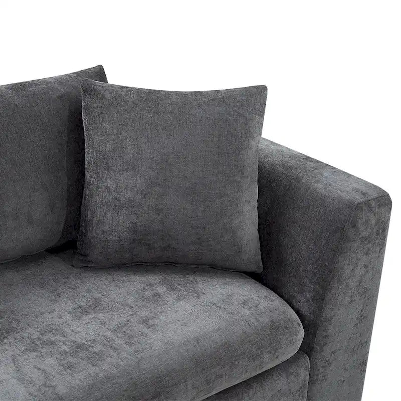 Chenille Upholstered Cloud Sofa L-Shaped Couch with Chaise Lounge & Storage