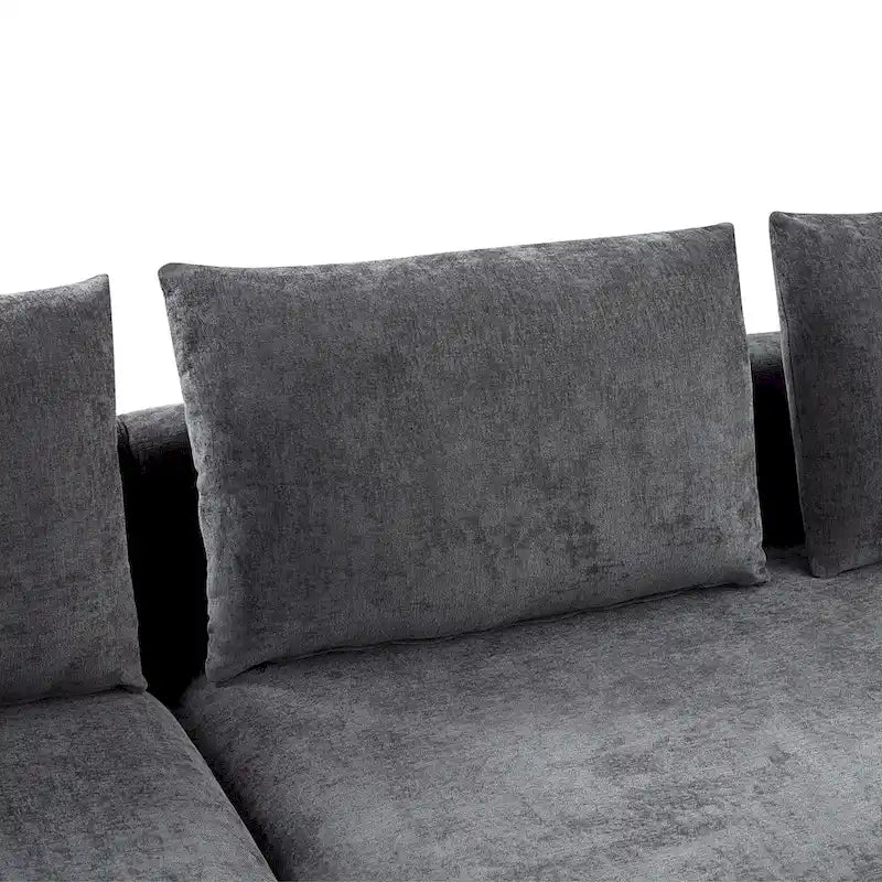 Chenille Upholstered Cloud Sofa L-Shaped Couch with Chaise Lounge & Storage