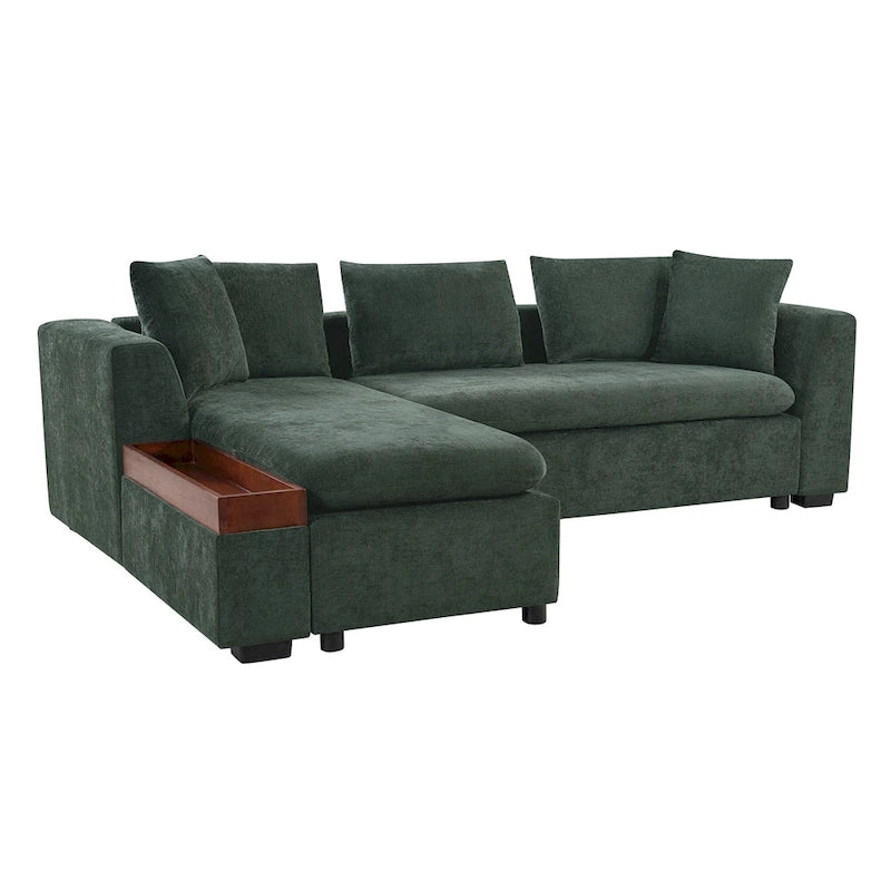 Chenille Upholstered Cloud Sofa L-Shaped Couch with Chaise Lounge & Storage