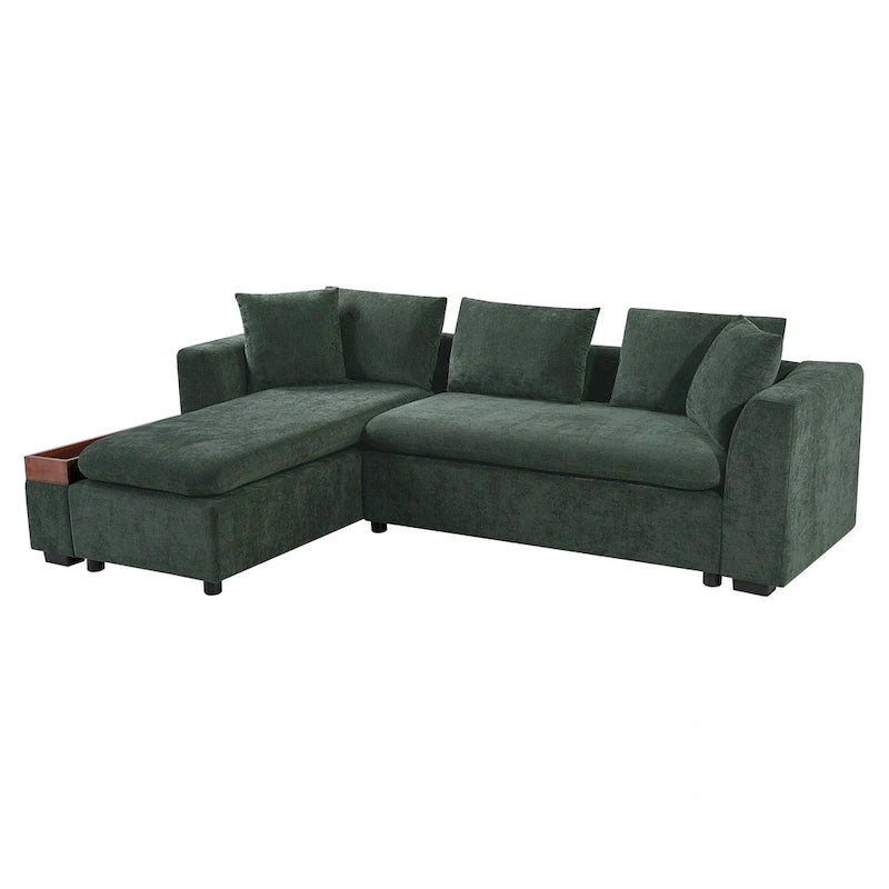 Chenille Upholstered Cloud Sofa L-Shaped Couch with Chaise Lounge & Storage