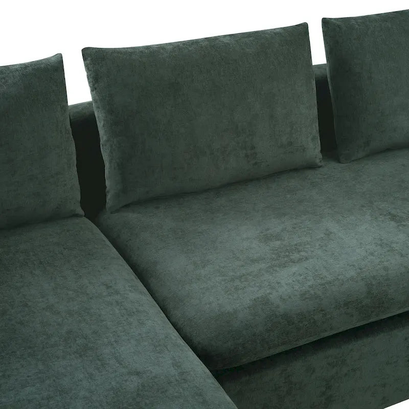 Chenille Upholstered Cloud Sofa L-Shaped Couch with Chaise Lounge & Storage