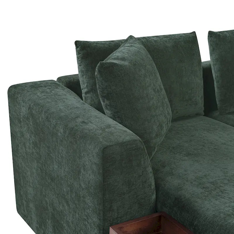 Chenille Upholstered Cloud Sofa L-Shaped Couch with Chaise Lounge & Storage