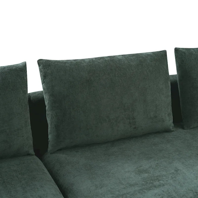 Chenille Upholstered Cloud Sofa L-Shaped Couch with Chaise Lounge & Storage