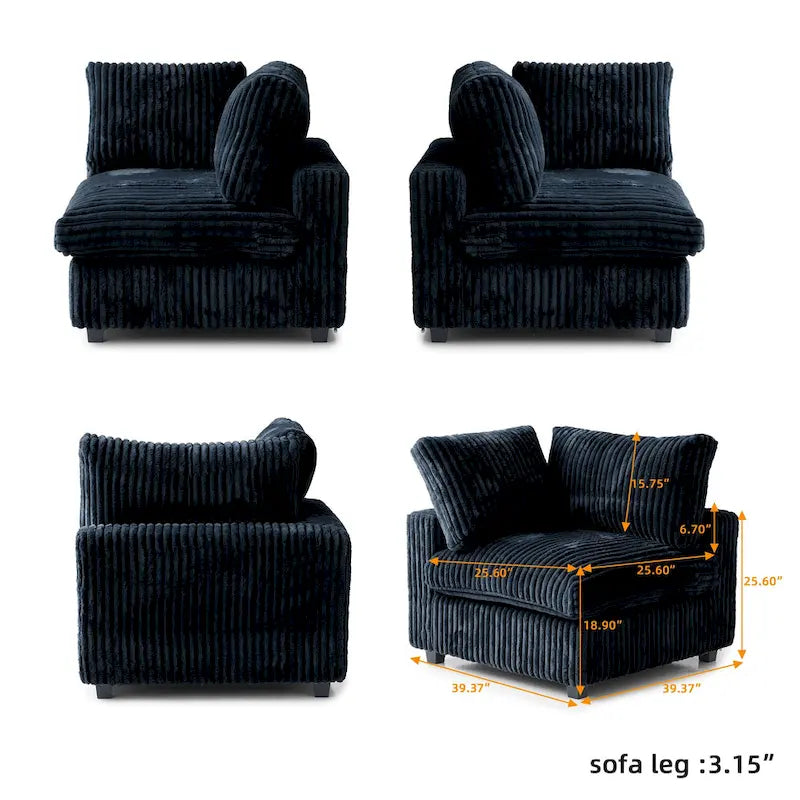 Soft Plush Upholstered Modular Sectional Sofa U-shaped Down Filled Living Room Couch-5 Seaters/6 Seaters