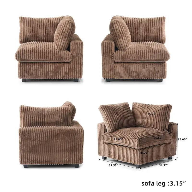 Soft Plush Upholstered Modular Sectional Sofa U-shaped Down Filled Living Room Couch-5 Seaters/6 Seaters