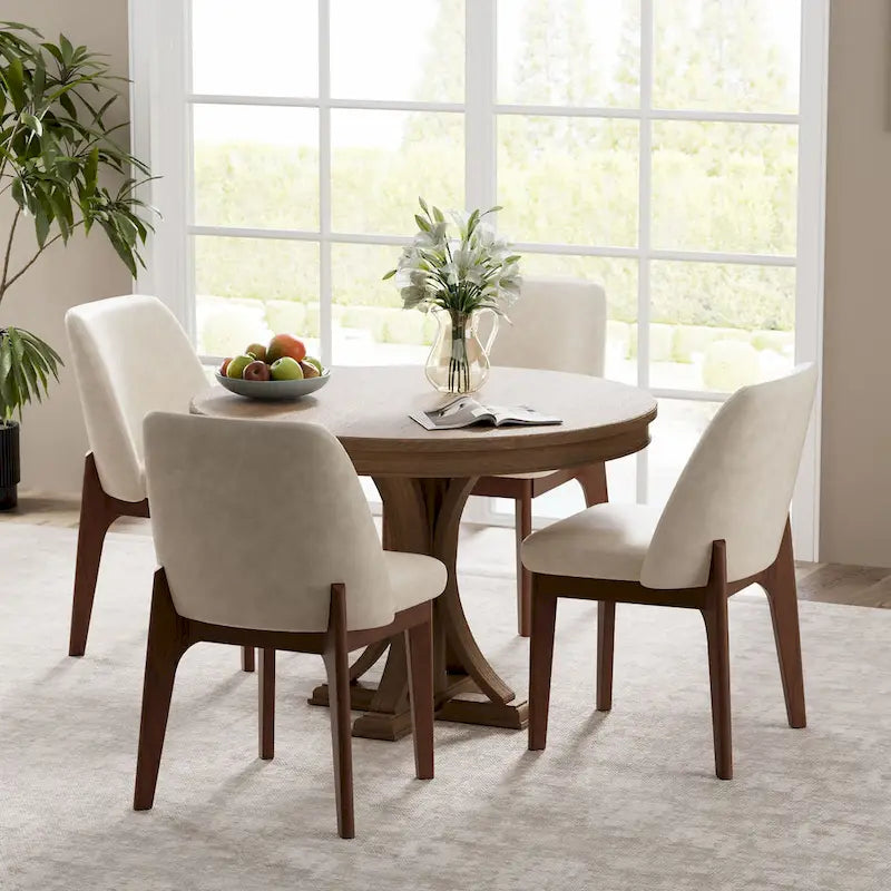 set of 2 upholstered side chairs with wooden legs, suitable for kitchen, dining room and office