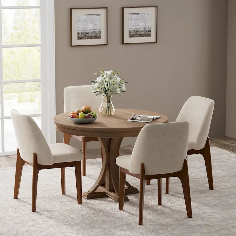 set of 2 upholstered side chairs with wooden legs, suitable for kitchen, dining room and office