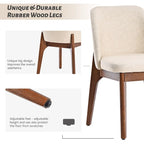 set of 2 upholstered side chairs with wooden legs, suitable for kitchen, dining room and office