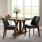 set of 2 upholstered side chairs with wooden legs, suitable for kitchen, dining room and office