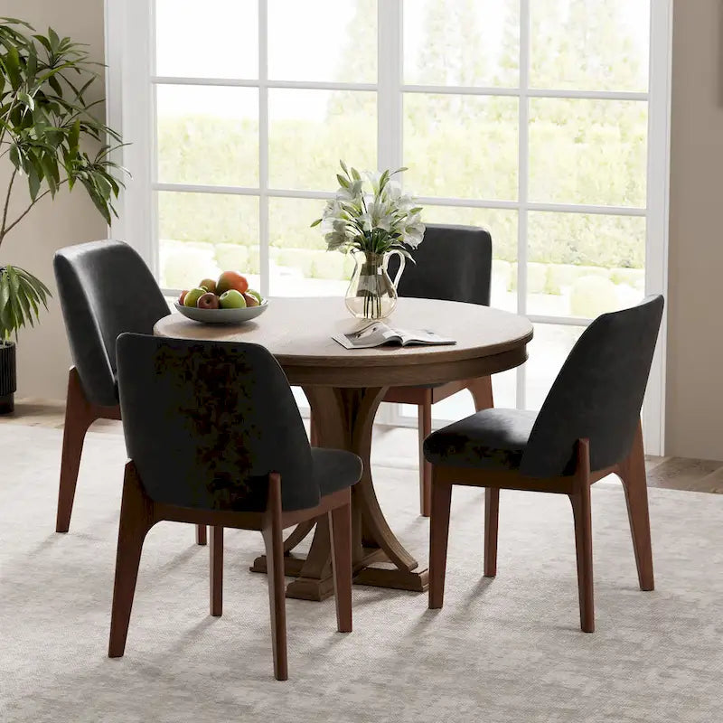 set of 2 upholstered side chairs with wooden legs, suitable for kitchen, dining room and office