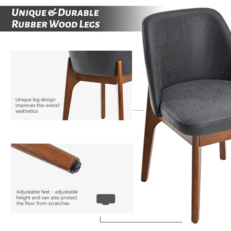 set of 2 upholstered side chairs with wooden legs, suitable for kitchen, dining room and office