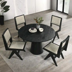 Evrena Modern 5-Piece Black Solid Wood 48-inch Round Dining Set