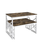 44.3 Dining Table with Benches Kitchen Table set for 4 Rectangular Dining Room Table Set with 2 Metal Wood Benches