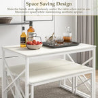 44.3 Dining Table with Benches Kitchen Table set for 4 Rectangular Dining Room Table Set with 2 Metal Wood Benches