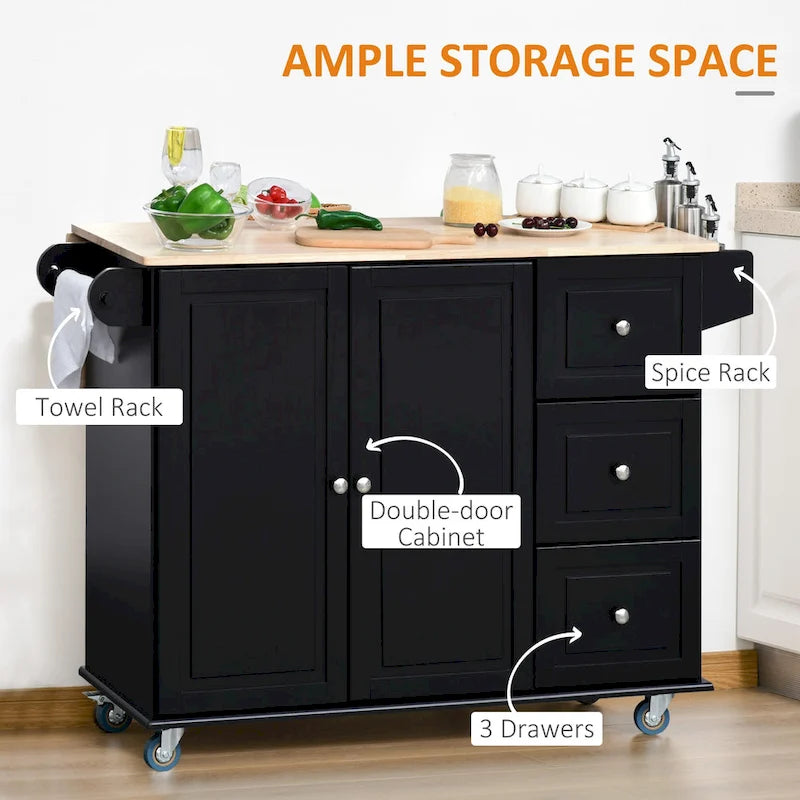 Mobile Kitchen Island With Drop Leaf(no include stool)