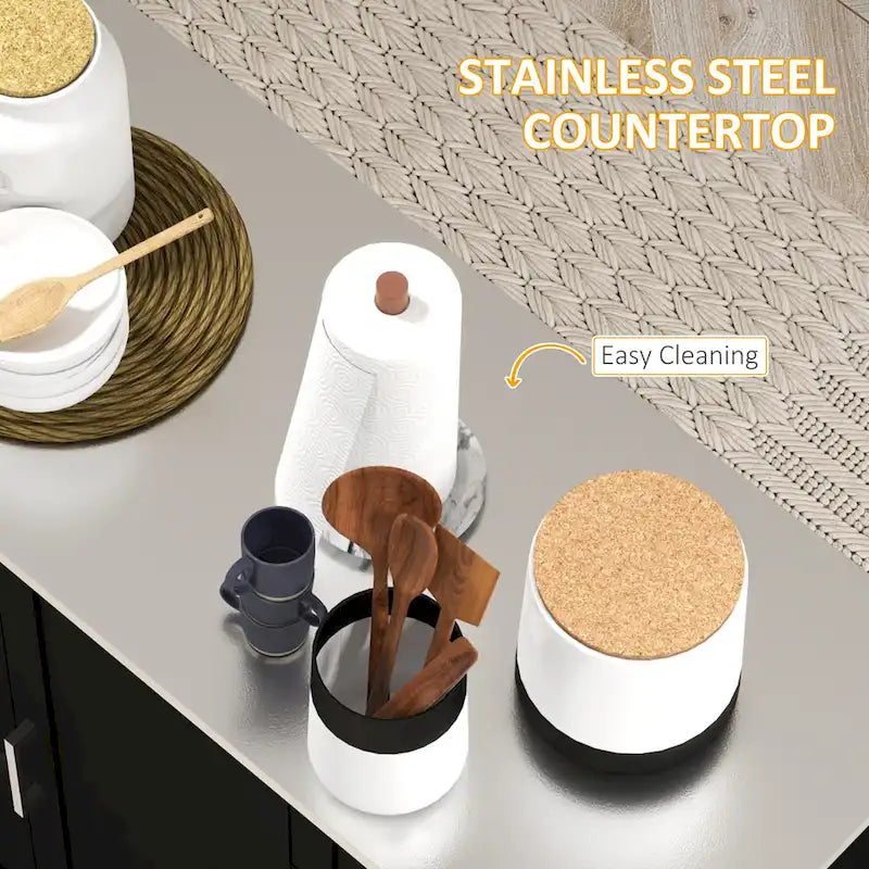 Rolling Kitchen Island Cart - Stainless Steel Top - 41.75W - with Storage