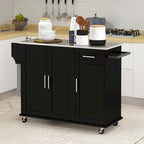Rolling Kitchen Island Cart - Stainless Steel Top - 41.75W - with Storage