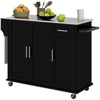 Rolling Kitchen Island Cart - Stainless Steel Top - 41.75W - with Storage