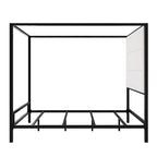Modern Platform Canopy Bed with Wingback Upholstered Headboard and Metal 4-poster Bed Frame, Box Spring Needed Low Profile Bed
