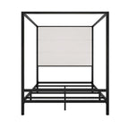 Modern Platform Canopy Bed with Wingback Upholstered Headboard and Metal 4-poster Bed Frame, Box Spring Needed Low Profile Bed