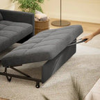 3 in 1 Convertible Sleeper Loveseat Couch, Futon Sofa Bed with Pull-Out Bed & Adjustable Backrest