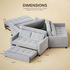 3 in 1 Convertible Sleeper Loveseat Couch, Futon Sofa Bed with Pull-Out Bed & Adjustable Backrest