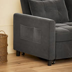 3 in 1 Convertible Sleeper Loveseat Couch, Futon Sofa Bed with Pull-Out Bed & Adjustable Backrest
