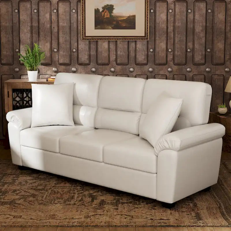 Upholstered Living Room Set, 4 Pieces - Faux Leather Chair, Loveseat, sofa with Ottoman