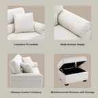 Upholstered Living Room Set, 4 Pieces - Faux Leather Chair, Loveseat, sofa with Ottoman