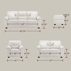 Upholstered Living Room Set, 4 Pieces - Faux Leather Chair, Loveseat, sofa with Ottoman
