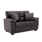 Upholstered Living Room Set, 4 Pieces - Faux Leather Chair, Loveseat, sofa with Ottoman