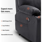 MCombo Electric Power Lift Recliner Chair Sofa with Massage and Heat, 3 Positions, USB Ports, Faux Leather 7040
