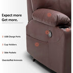 MCombo Electric Power Lift Recliner Chair Sofa with Massage and Heat, 3 Positions, USB Ports, Faux Leather 7040