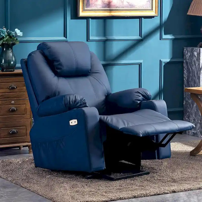 MCombo Electric Power Lift Recliner Chair Sofa with Massage and Heat, 3 Positions, USB Ports, Faux Leather 7040