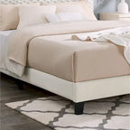 Twin Size Platform Bed with Adjustable Headboard And withe Dove Luxury Fabric