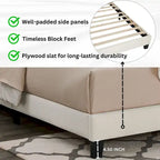Twin Size Platform Bed with Adjustable Headboard And withe Dove Luxury Fabric