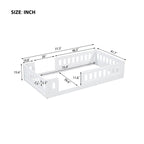 White Twin Platform Bed - Pine Wood - Semi-Enclosed Guardrail
