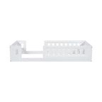 White Twin Platform Bed - Pine Wood - Semi-Enclosed Guardrail