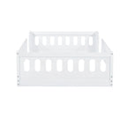 White Twin Platform Bed - Pine Wood - Semi-Enclosed Guardrail
