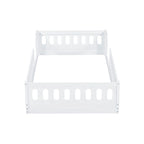 White Twin Platform Bed - Pine Wood - Semi-Enclosed Guardrail