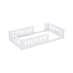 White Twin Platform Bed - Pine Wood - Semi-Enclosed Guardrail