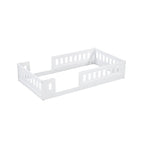 White Twin Platform Bed - Pine Wood - Semi-Enclosed Guardrail